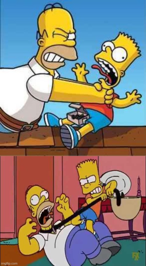 made a new template | image tagged in bart simpson choked by homer,bart chokes homer | made w/ Imgflip meme maker