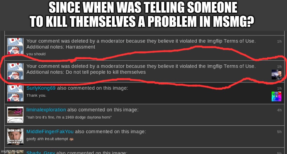 SINCE WHEN WAS TELLING SOMEONE TO KILL THEMSELVES A PROBLEM IN MSMG? | made w/ Imgflip meme maker