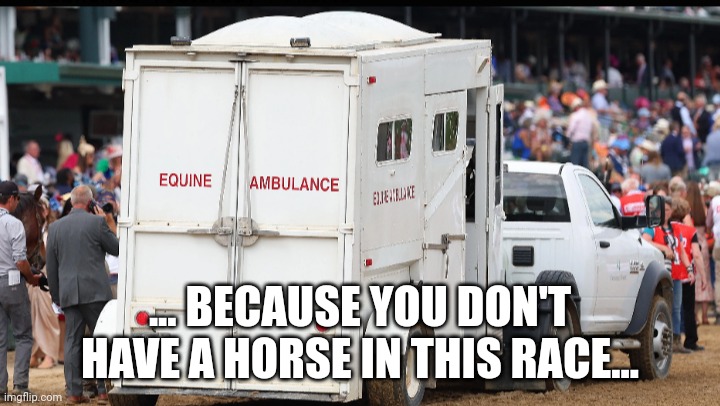Tina Belcher is coming for you... | ... BECAUSE YOU DON'T HAVE A HORSE IN THIS RACE... | image tagged in horse,ambulance,glue,final destination,kentucky,meme | made w/ Imgflip meme maker
