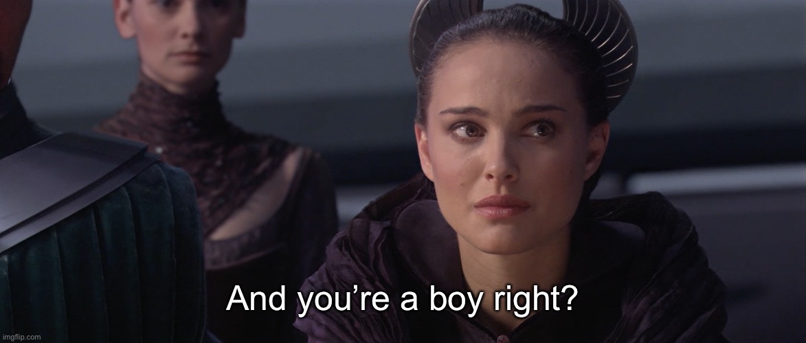 Padme | And you’re a boy right? | image tagged in padme | made w/ Imgflip meme maker