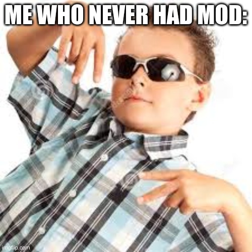 Cool kid sunglasses | ME WHO NEVER HAD MOD: | image tagged in cool kid sunglasses | made w/ Imgflip meme maker