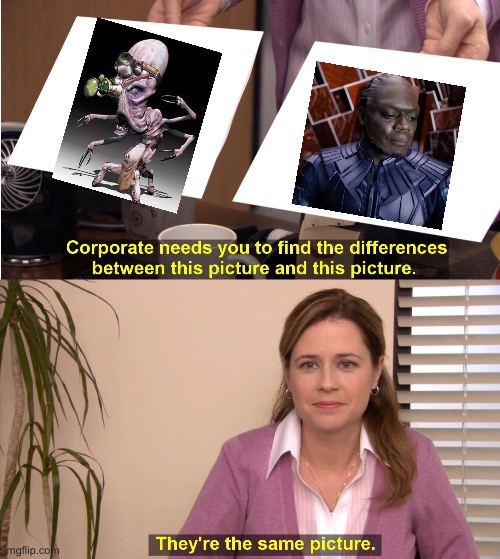 Vykkers and the High Evolutionary are the same | image tagged in memes,they're the same picture,oddworld,guardians of the galaxy | made w/ Imgflip meme maker