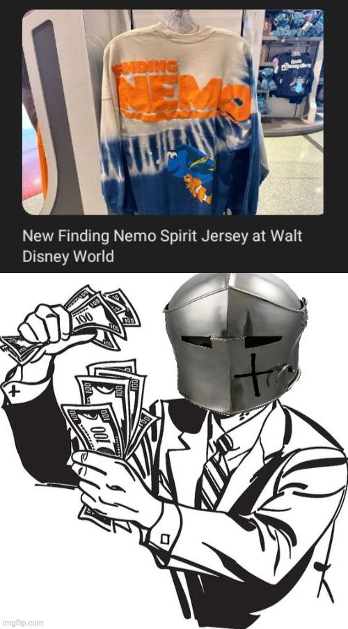 Finding Nemo | image tagged in shut up and take my money crusader,memes,finding nemo,walt disney world,meme,jersey | made w/ Imgflip meme maker