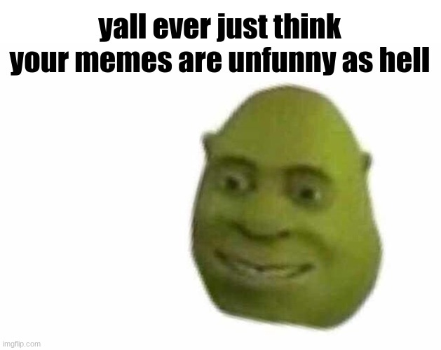 get real | yall ever just think your memes are unfunny as hell | image tagged in you ever just,shrek,get real | made w/ Imgflip meme maker