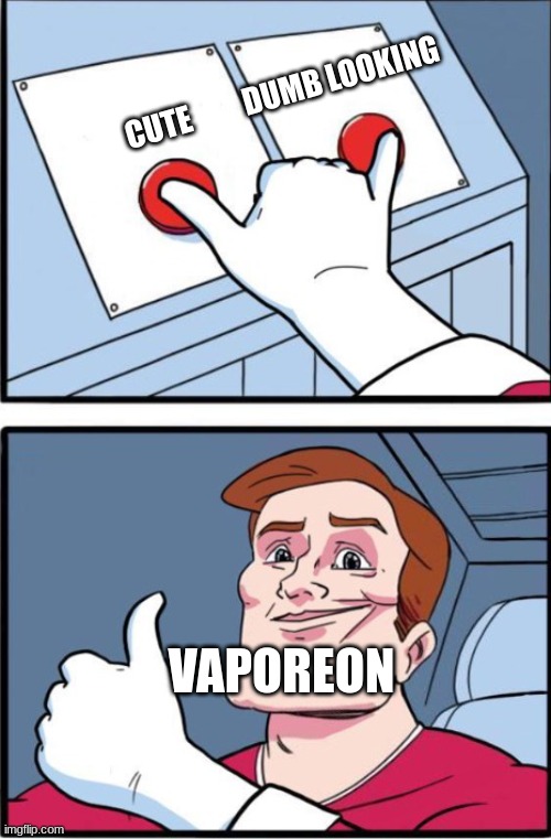 Choose both | CUTE         DUMB LOOKING VAPOREON | image tagged in choose both | made w/ Imgflip meme maker