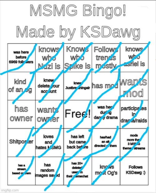 MSMG Bingo! | image tagged in msmg bingo | made w/ Imgflip meme maker