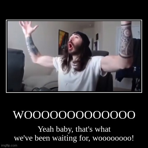 WOOOOOOOOOOOOOOOOOO... | WOOOOOOOOOOOOO | Yeah baby, that's what we've been waiting for, woooooooo! | image tagged in funny,demotivationals,charlie,penguinz0 | made w/ Imgflip demotivational maker