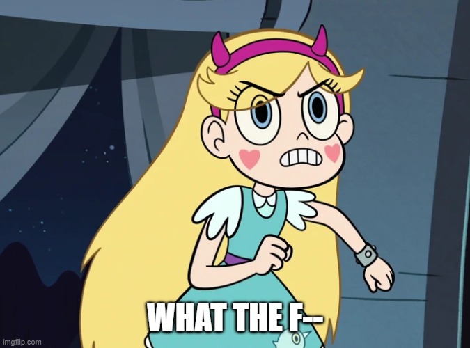 Star Butterfly confronting | WHAT THE F-- | image tagged in star butterfly confronting | made w/ Imgflip meme maker