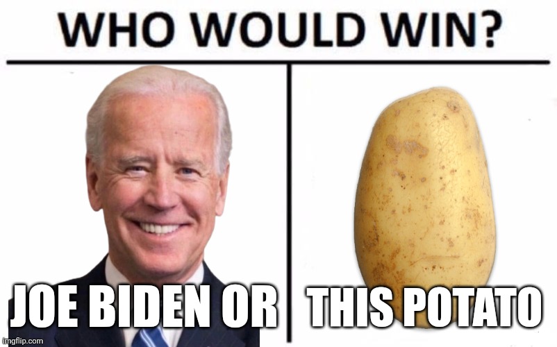 Who Would Win? Meme | JOE BIDEN OR THIS POTATO | image tagged in memes,who would win | made w/ Imgflip meme maker