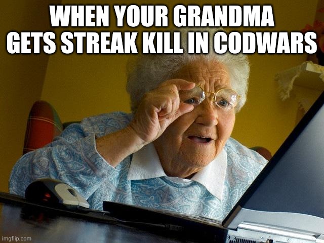 Grandma Finds The Internet Meme | WHEN YOUR GRANDMA GETS STREAK KILL IN CODWARS | image tagged in memes,grandma finds the internet | made w/ Imgflip meme maker