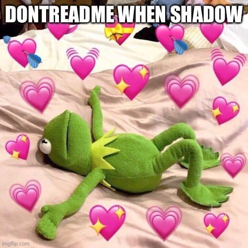 kermit in love | DONTREADME WHEN SHADOW | image tagged in kermit in love | made w/ Imgflip meme maker