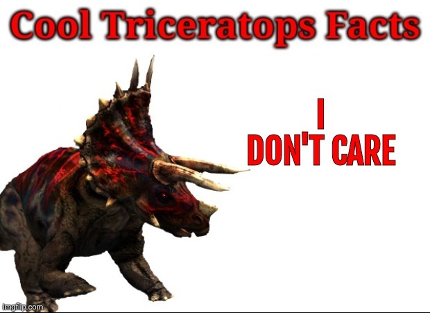 Triceratops Doesn’t Care | image tagged in triceratops doesn t care | made w/ Imgflip meme maker