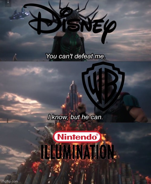 It's over 1 billion dollars now | image tagged in you can't defeat me,mario movie,illumination,disney,warner bros,memes | made w/ Imgflip meme maker