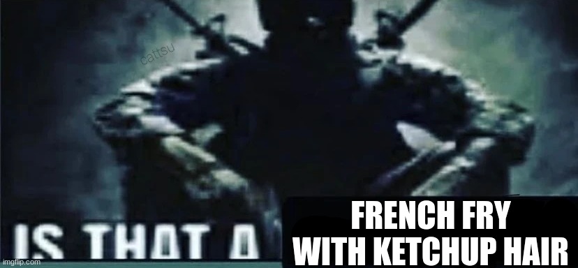 IS THAT A | FRENCH FRY WITH KETCHUP HAIR | image tagged in is that a | made w/ Imgflip meme maker