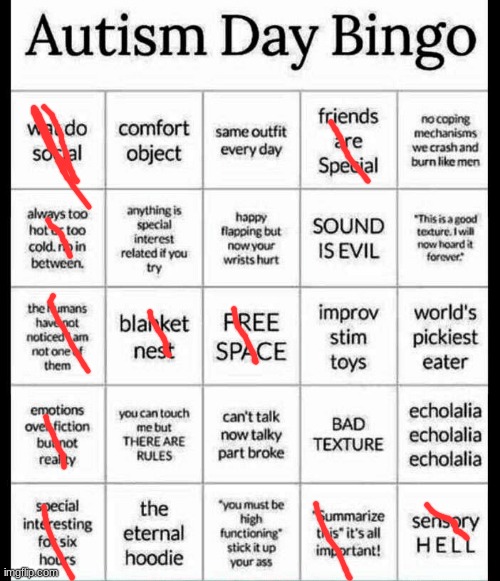 autism bingo | image tagged in autism bingo | made w/ Imgflip meme maker