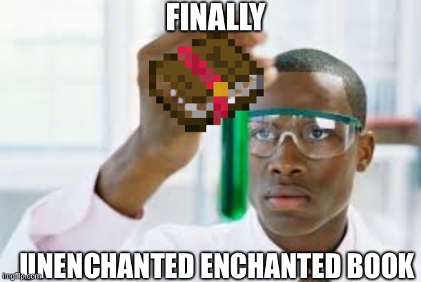 . | FINALLY; UNENCHANTED ENCHANTED BOOK | image tagged in finally,minecraft,memes,funny | made w/ Imgflip meme maker