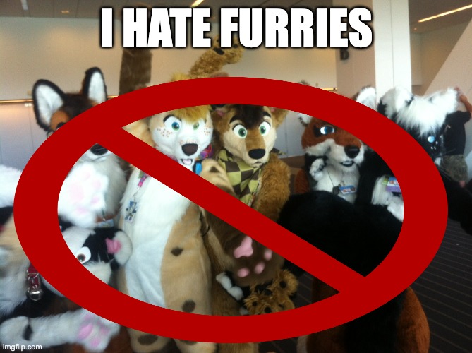 furry hate | I HATE FURRIES | image tagged in anti furry | made w/ Imgflip meme maker