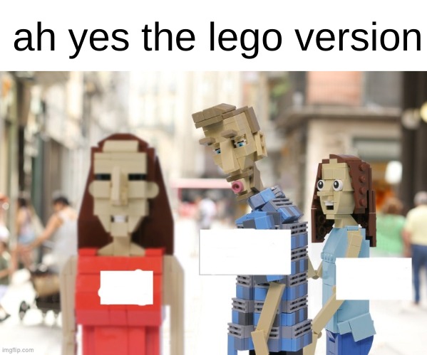 Distracted Boyfriend Lego Version | ah yes the lego version | image tagged in distracted boyfriend lego version | made w/ Imgflip meme maker