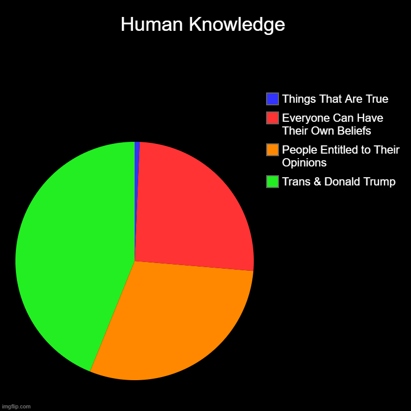 Human Knowledge | Human Knowledge | Trans & Donald Trump, People Entitled to Their Opinions, Everyone Can Have Their Own Beliefs, Things That Are True | image tagged in charts,pie charts | made w/ Imgflip chart maker