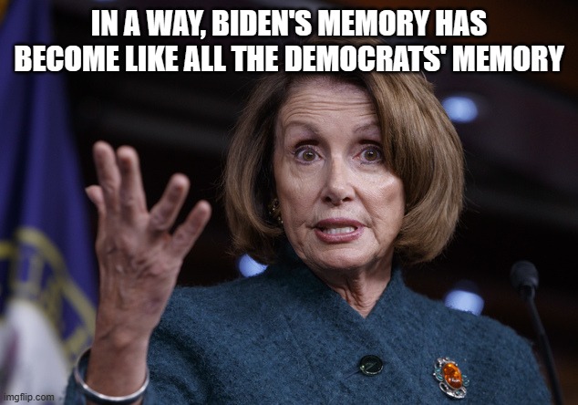 Good old Nancy Pelosi | IN A WAY, BIDEN'S MEMORY HAS BECOME LIKE ALL THE DEMOCRATS' MEMORY | image tagged in good old nancy pelosi | made w/ Imgflip meme maker