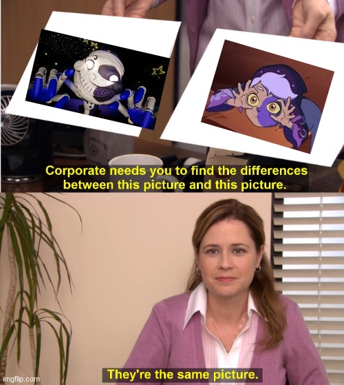 moondrop vs the collector | image tagged in memes,they're the same picture,fnaf,the owl house,the collector | made w/ Imgflip meme maker