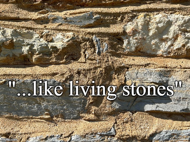 Living Stones | "...like living stones" | image tagged in 1peter 2,church building | made w/ Imgflip meme maker