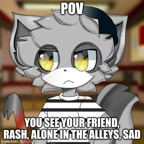 need to know piggy to understand, my au creadit to minitoon for og game | POV; YOU SEE YOUR FRIEND, RASH, ALONE IN THE ALLEYS, SAD | made w/ Imgflip meme maker