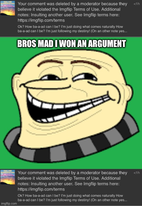 They had to mute me for two hours for “homophobia.” What a nerd (link now) | BROS MAD I WON AN ARGUMENT | made w/ Imgflip meme maker