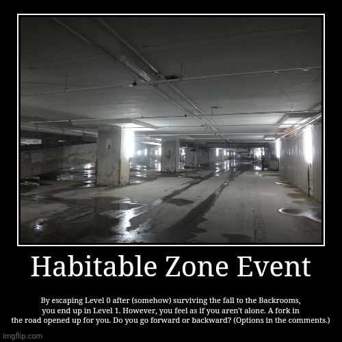 Habitable Zone Event | By escaping Level 0 after (somehow) surviving the fall to the Backrooms, you end up in Level 1. However, you feel as  | image tagged in funny,demotivationals | made w/ Imgflip demotivational maker