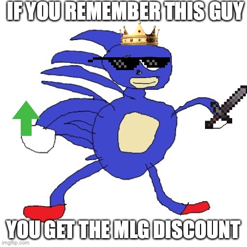 Rip onyxHeart | IF YOU REMEMBER THIS GUY; YOU GET THE MLG DISCOUNT | image tagged in sanic | made w/ Imgflip meme maker