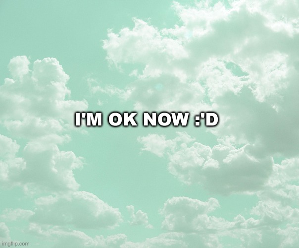 I'm fine now | I'M OK NOW :'D | image tagged in announcement v3 | made w/ Imgflip meme maker