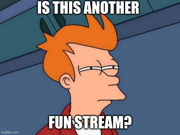 if yes, YAY | IS THIS ANOTHER; FUN STREAM? | image tagged in memes,futurama fry | made w/ Imgflip meme maker