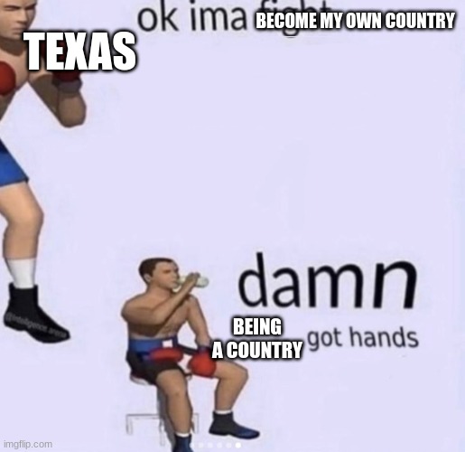 Damn ___ got hands | TEXAS; BECOME MY OWN COUNTRY; BEING A COUNTRY | image tagged in damn got hands | made w/ Imgflip meme maker