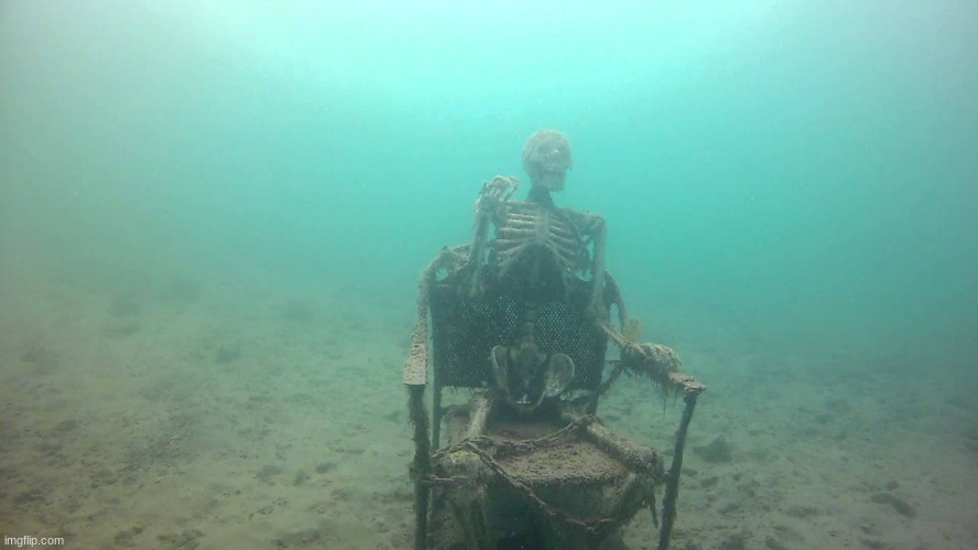 skeleton underwater | image tagged in skeleton underwater | made w/ Imgflip meme maker