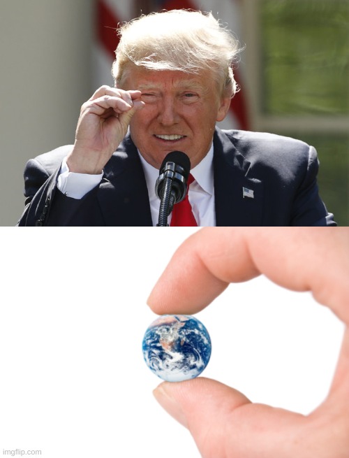 Idk why I made this it makes no sense | image tagged in trump so small,the world so small in the eyes of the elites the united stat | made w/ Imgflip meme maker