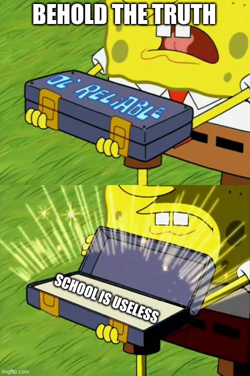 School | BEHOLD THE TRUTH; SCHOOL IS USELESS | image tagged in ol' reliable | made w/ Imgflip meme maker