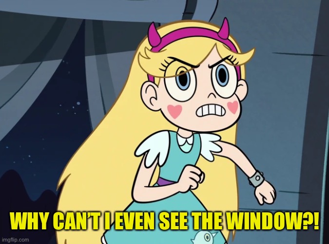 Star Butterfly confronting | WHY CAN’T I EVEN SEE THE WINDOW?! | image tagged in star butterfly confronting | made w/ Imgflip meme maker