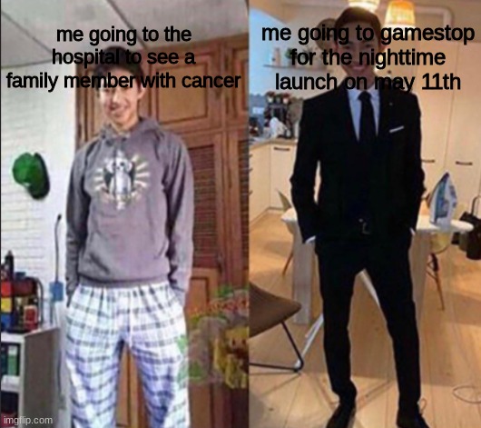 Yes Im getting totk! | me going to the hospital to see a family member with cancer; me going to GameStop for the nighttime launch on may 11th | image tagged in grandma's funeral | made w/ Imgflip meme maker