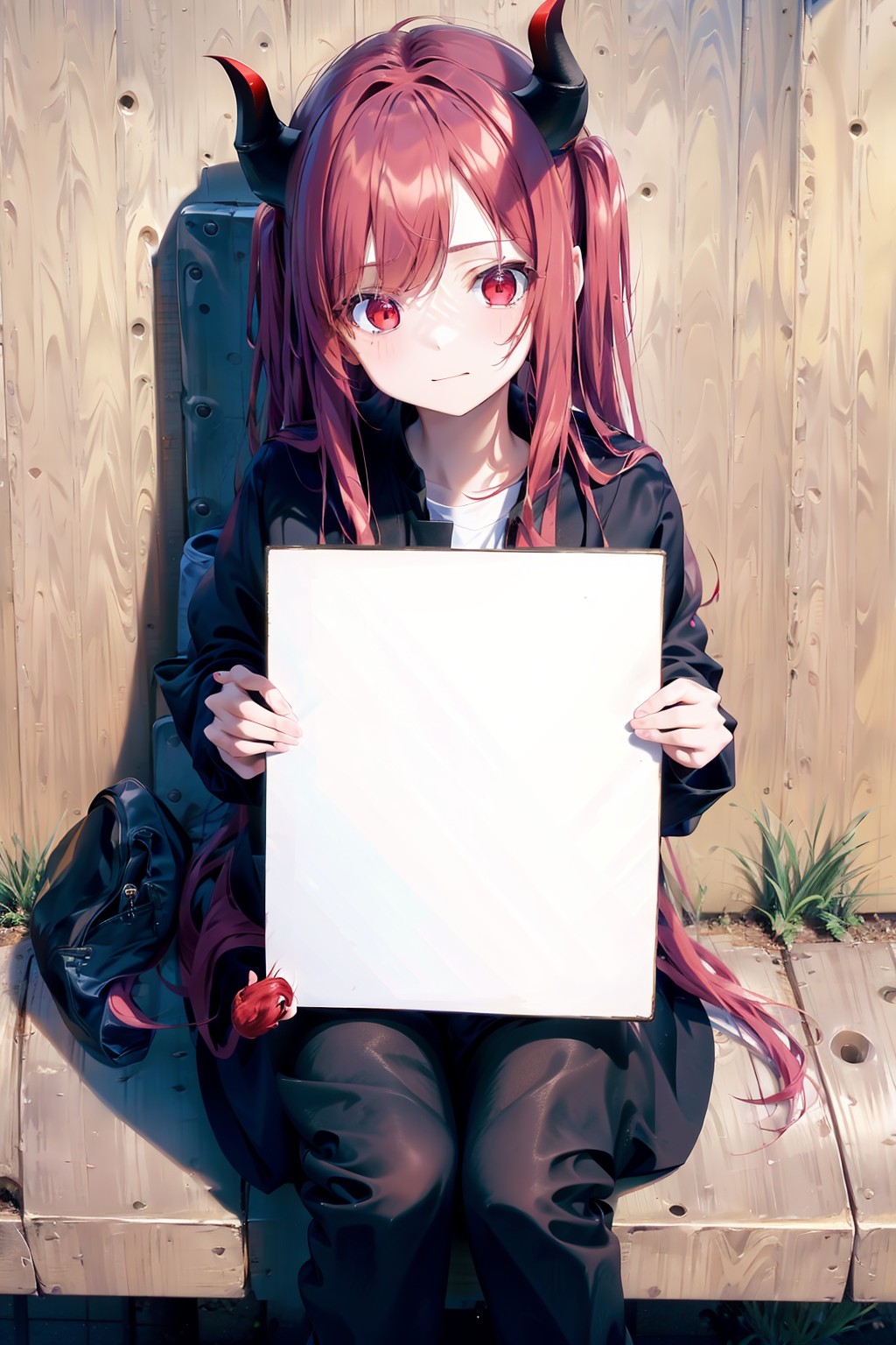 Anime girl holding sign Blank Meme Template