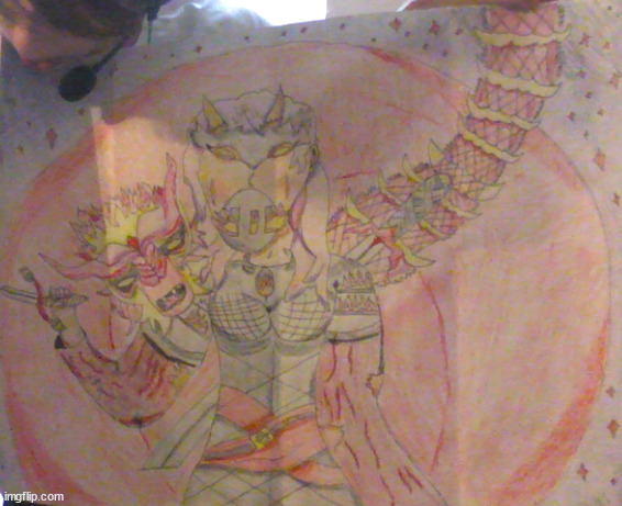 heres the colored vertion (mind my face, the drawing was floping every were and first time drawing female anatromy) | made w/ Imgflip meme maker