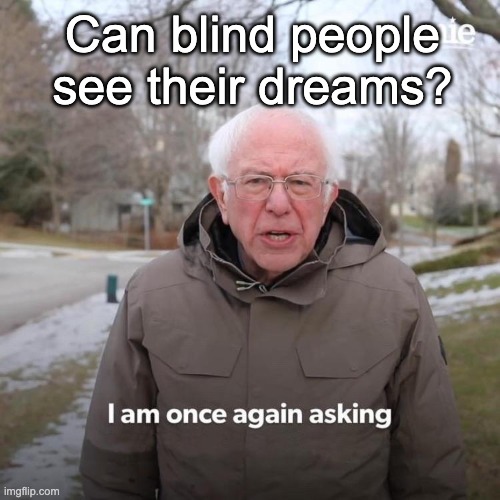 hmmmmmmm... lemme think about it | Can blind people see their dreams? | image tagged in memes,bernie i am once again asking for your support,relatable,funny,think about it,lol so funny | made w/ Imgflip meme maker