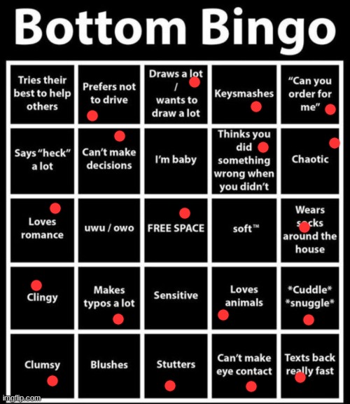 Bottom Bingo | image tagged in bottom bingo | made w/ Imgflip meme maker