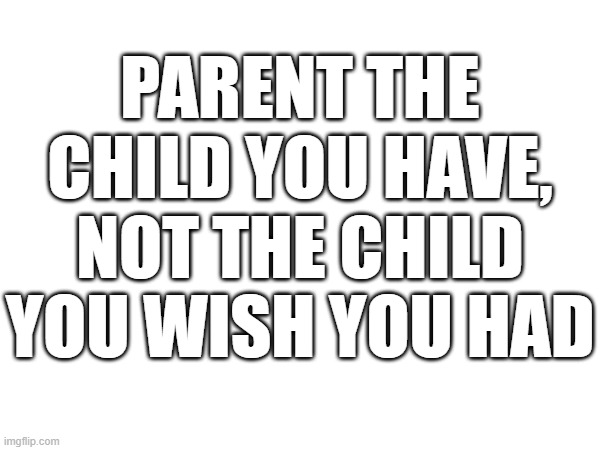 PARENT THE CHILD YOU HAVE, NOT THE CHILD YOU WISH YOU HAD | made w/ Imgflip meme maker