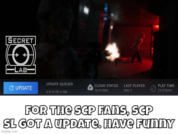 WOOOOOOOOO | for the scp fans, scp sl got a update. have funny | image tagged in blank white template,yes | made w/ Imgflip meme maker