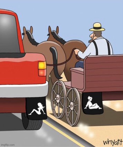 Horse power | image tagged in mud flaps,jeep,cart,amish,comics | made w/ Imgflip meme maker