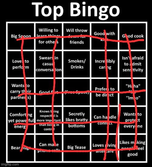 Top Bingo | image tagged in top bingo | made w/ Imgflip meme maker