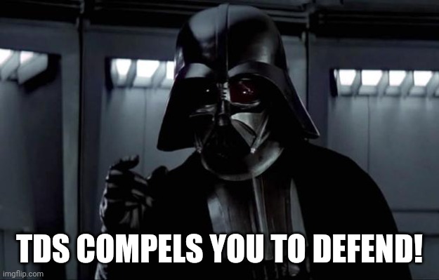 Darth Vader | TDS COMPELS YOU TO DEFEND! | image tagged in darth vader | made w/ Imgflip meme maker