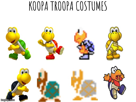 Koopa Troopa alts | KOOPA TROOPA COSTUMES | image tagged in super smash bros | made w/ Imgflip meme maker