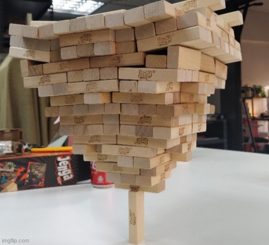 Tiny Jenga Boi | image tagged in tiny jenga boi | made w/ Imgflip meme maker