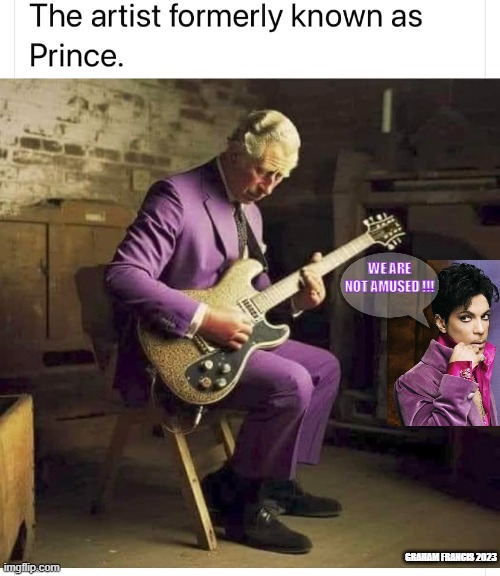 Whos the real Prince ? | WE ARE NOT AMUSED !!! GRAHAM FRANCIS 2023 | image tagged in prince,clown king | made w/ Imgflip meme maker